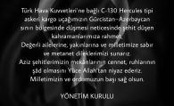 Türk Hava Kuvvetleri’nde Meydana Gelen Uçak Kazasında Şehit Olan Kahramanlarımıza Allah’tan Rahmet Diliyoruz